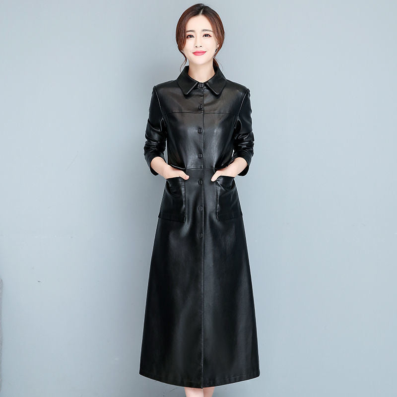 Robe de trench en cuir mince pour dames