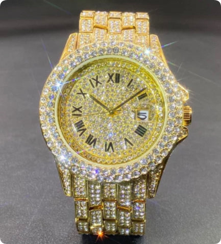 Full Diamond High End Calendrier Montres Quartz Hommes Montres Messieurs