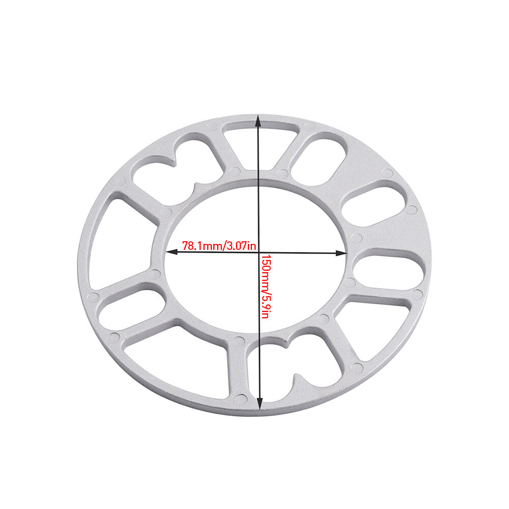 4PCs en alliage d'aluminium 5mm espaceurs de roue Shims Spacer Universal Stud Car Kit