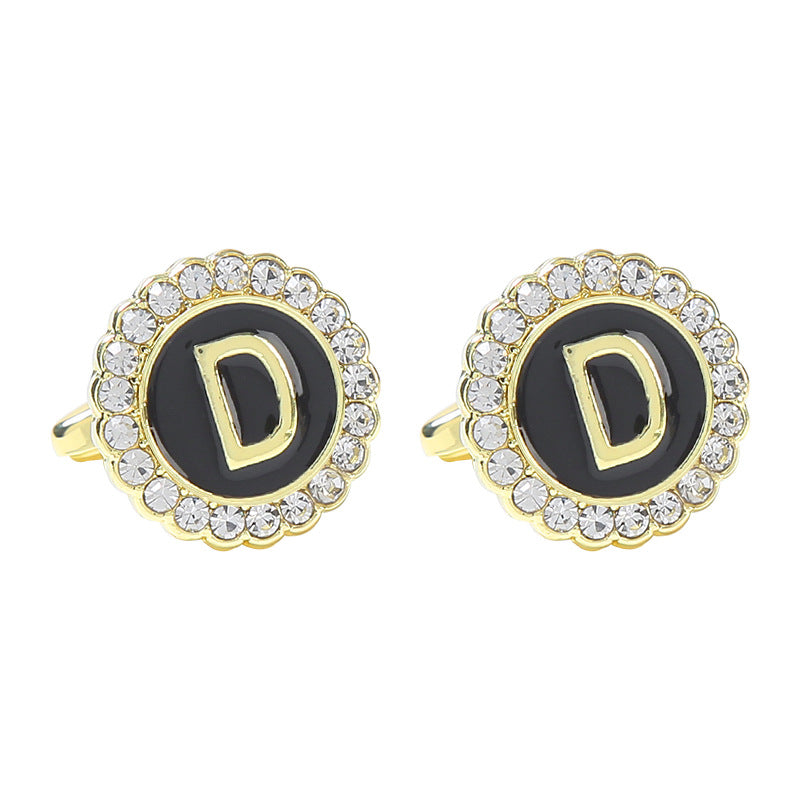 Rond Diamant French Cufflinks 26 lettres pour hommes