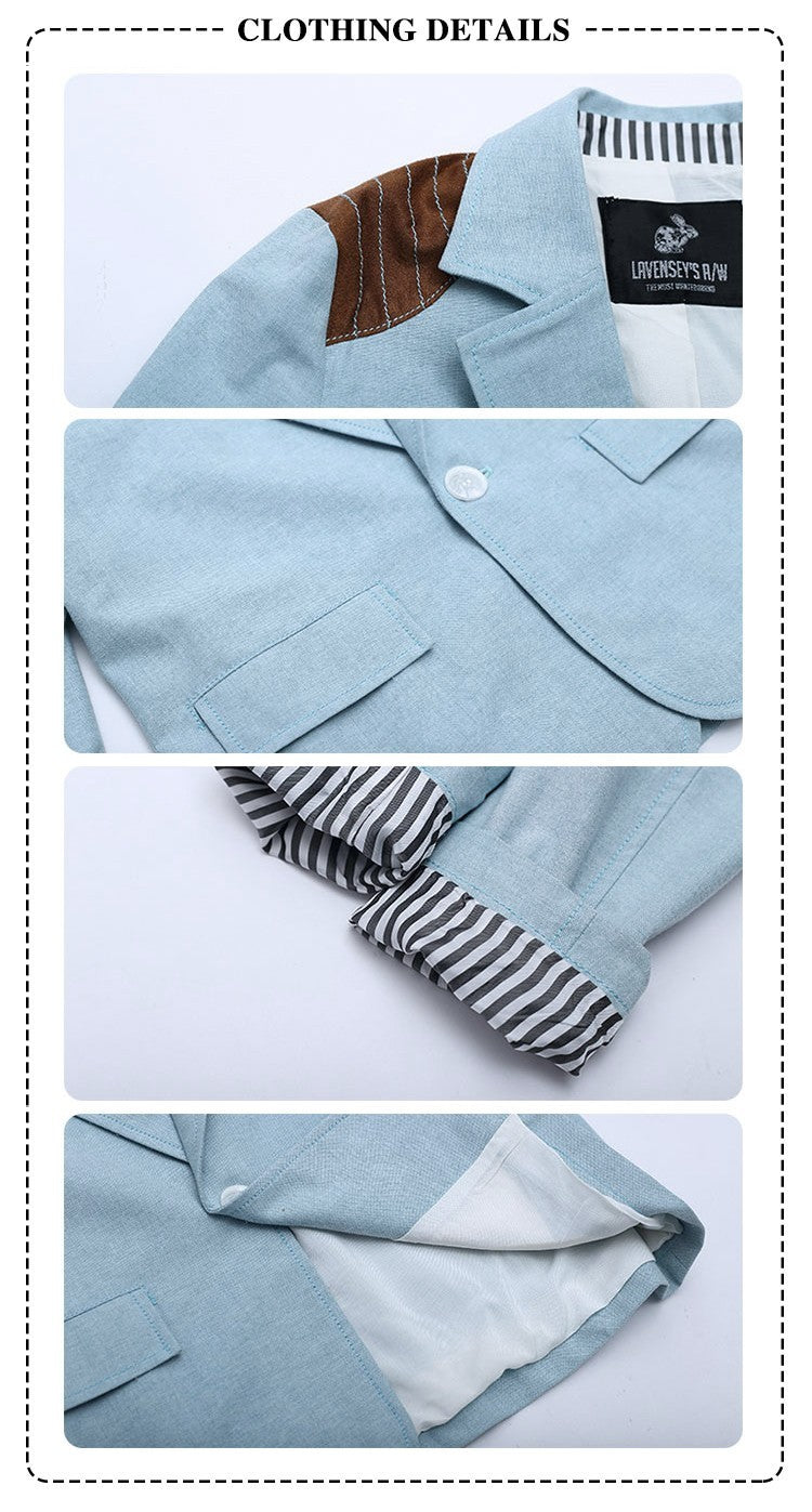 Garçons Vintage Casual Smart Jacket bleu clair coton Blazer tous les jours porter 3-7Y