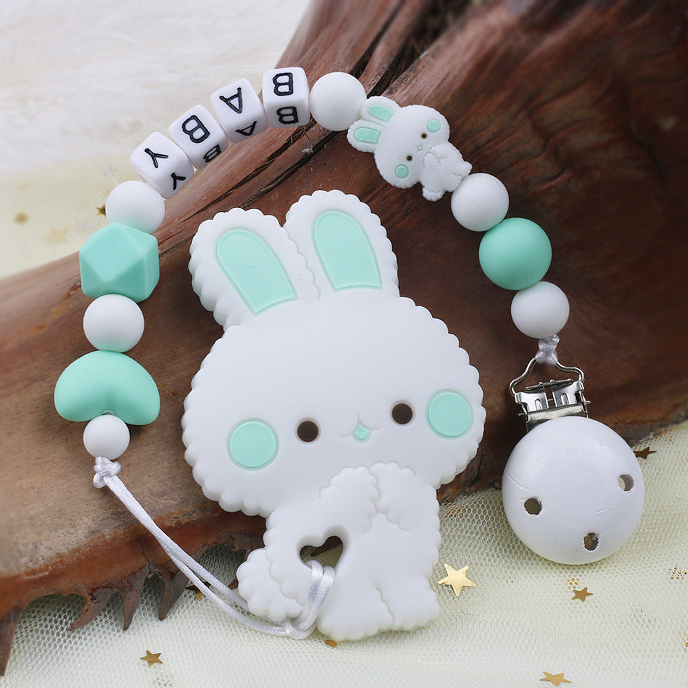 Baby Silicone Lapin Gel Dental Set Bite Comfort Pacifier Chaîne