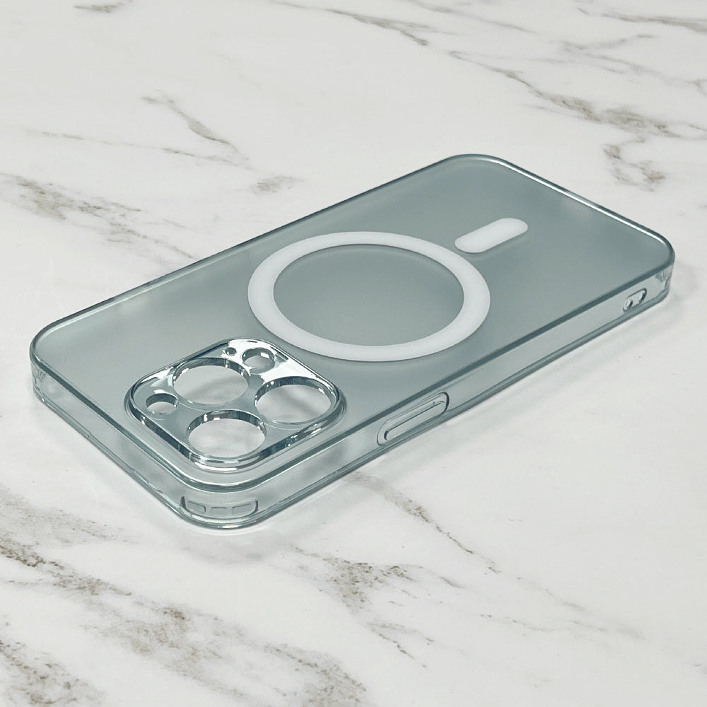 Boîtier de téléphone mobile Magsafe magnétique en verre transparent