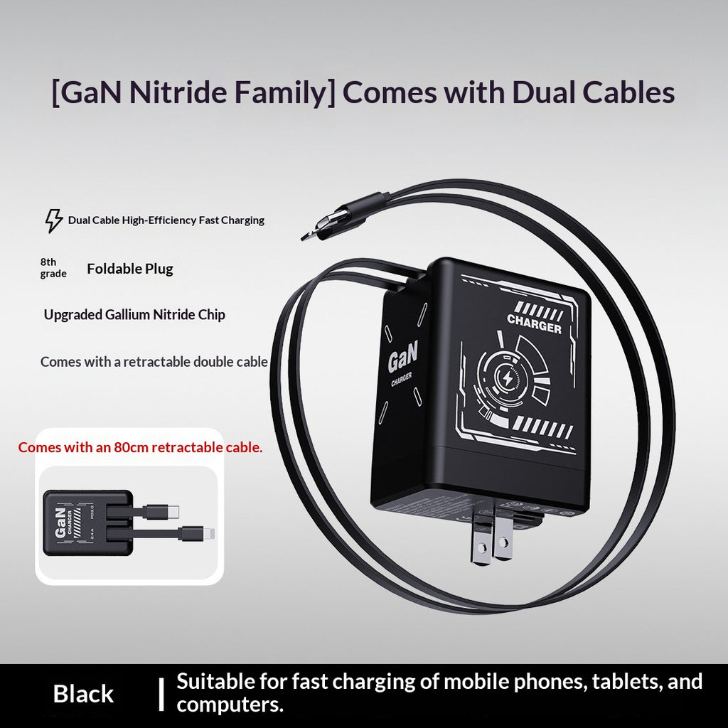 Gallium Nitride charge rapide est livré avec câble de données télescopique Mecha Wind Chargin intégré