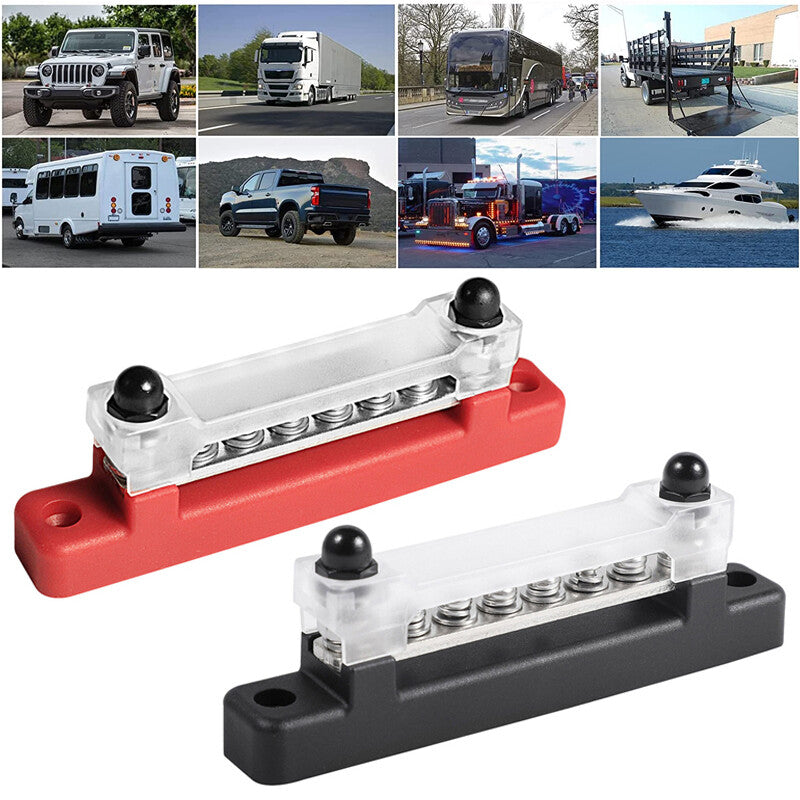 2X 12 Terminal Block Bus Bar & Cover 12V Distribution Bus Bar Auto Boat Power W