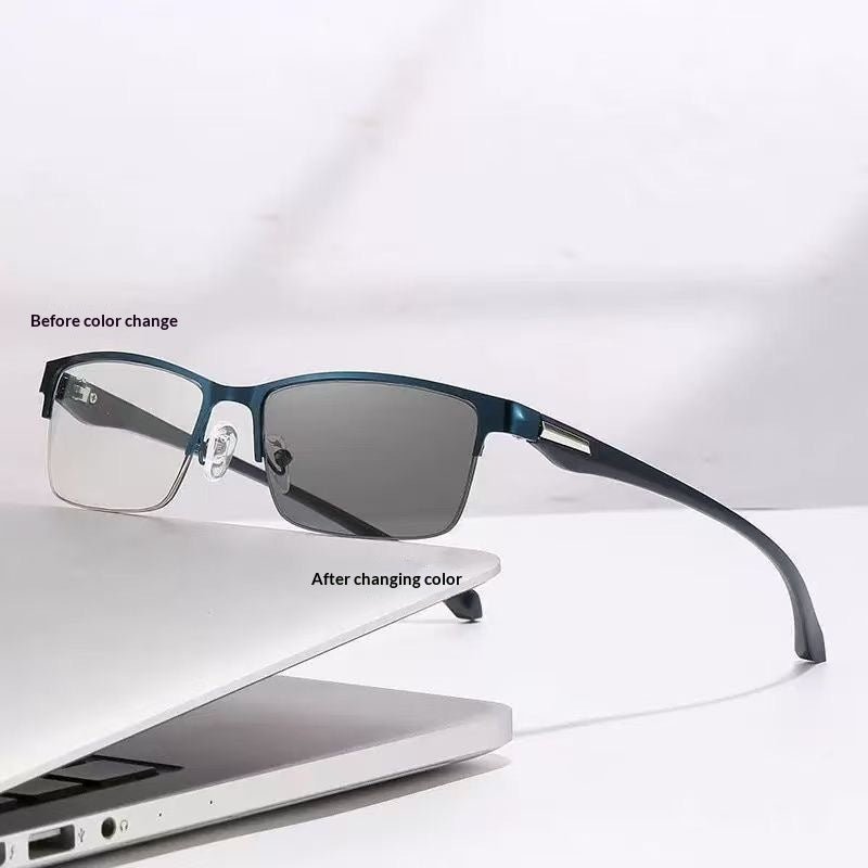 Demi-cadre d'affaires Photosensible couleur changer Multifocal lues