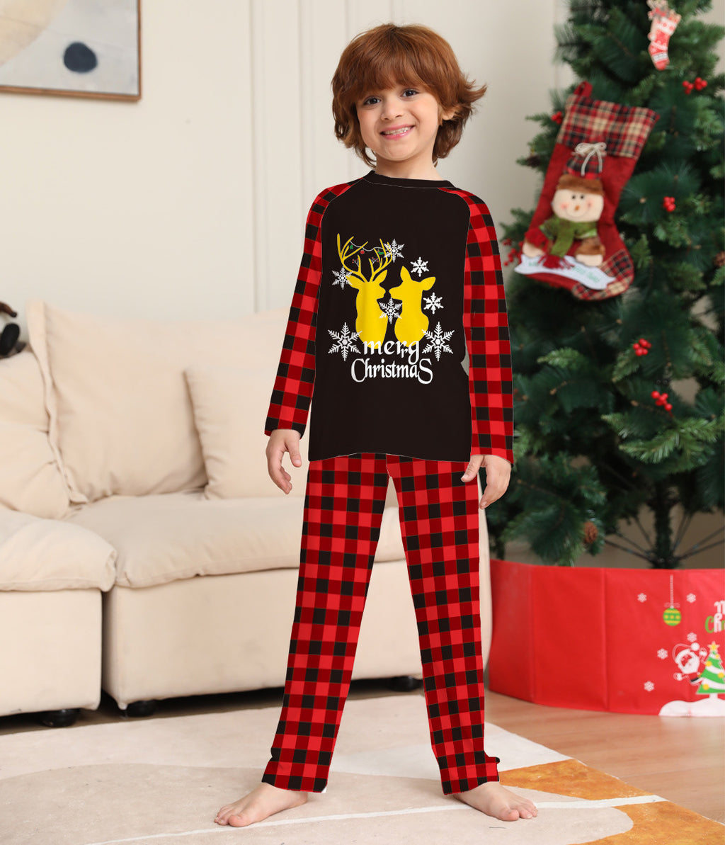 Golden Deer Imprimer Christmas Parent Child Pajama Set