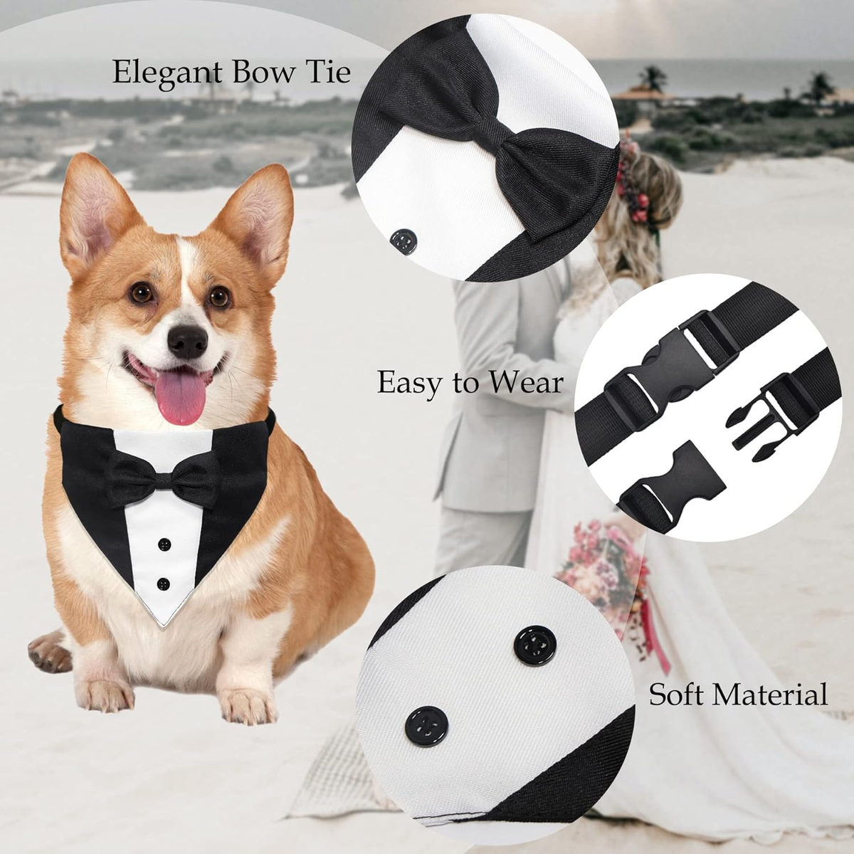 Wedding Collar Bandana with Bow Tie