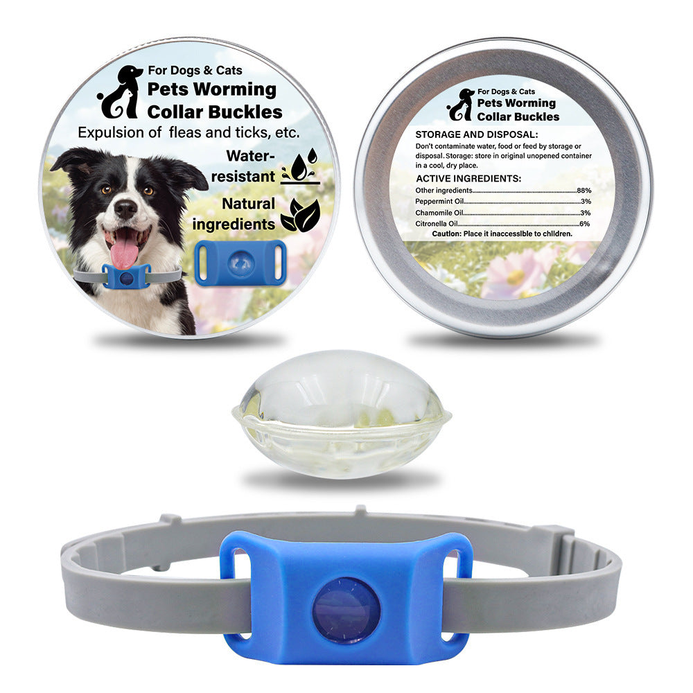 Suit de la capsule de collier de bouton d'insectifuge pour animaux de compagnie