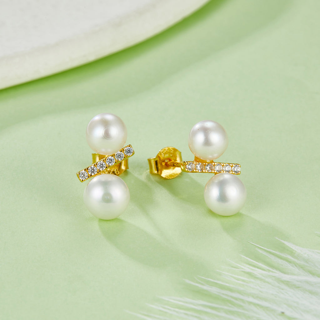 S925 Argent Sterling Boucles d'oreilles en perles d'eau douce naturelles pour femmes