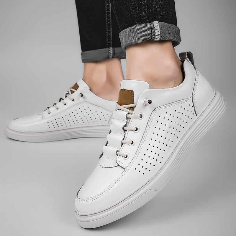 Hommes Plus Taille en cuir Skateboard Chaussures Retro Punching Souple Chaussures