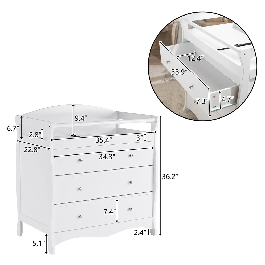 Lit bébé 3-Tier avec garde de sécurité – 90,5x58x92cm