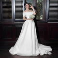 Élégante Satin hors-épaule robe de mariée légère simple et sophistiquée