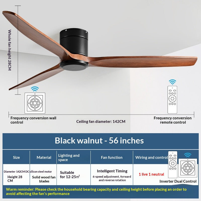 Ventilateur de plafond en bois massif nordique