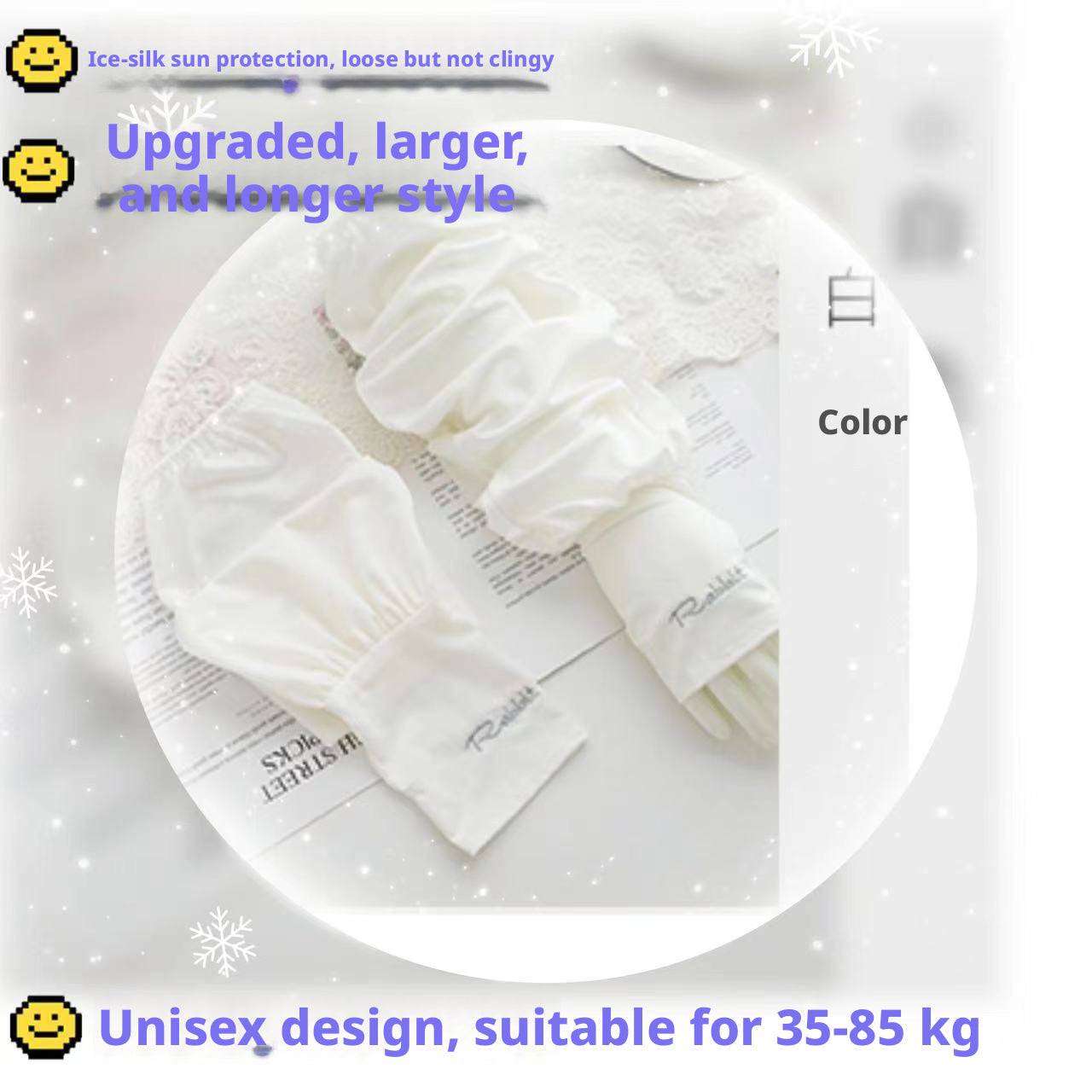 Sunscreen Ice Silk Sleeves-White-1 Pair-Bag