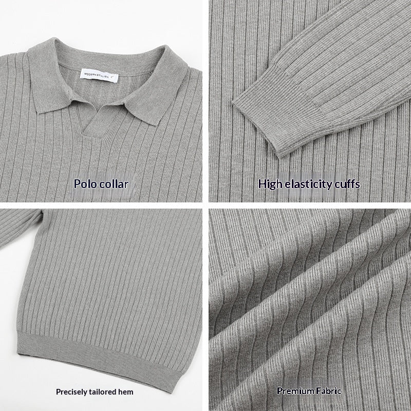 Chemise à manches longues à rayures pour hommes Polo