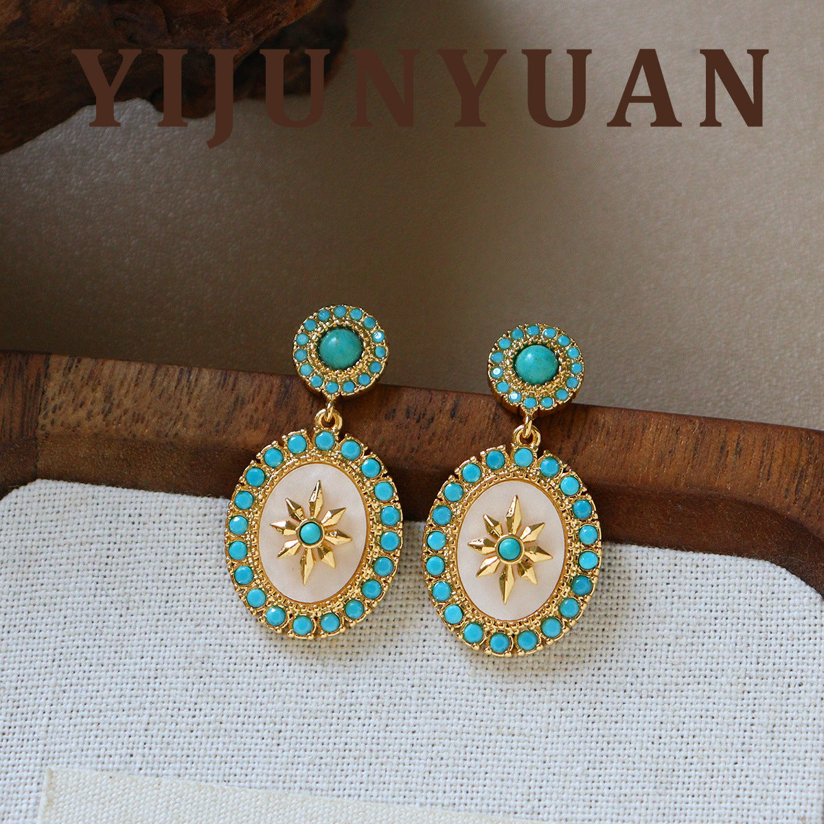 Boucles d'oreilles Star Turquoise rétro de style court
