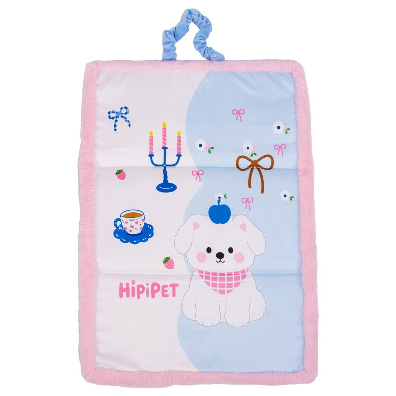 AutumnHiver Lit d'animal chaud Mat à trois pli Mat de chien portable