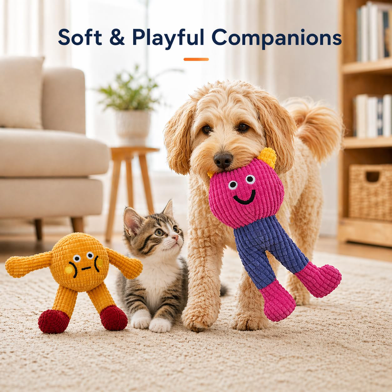 Jouets à mâcher avec le chat et le chien à l'intérieur