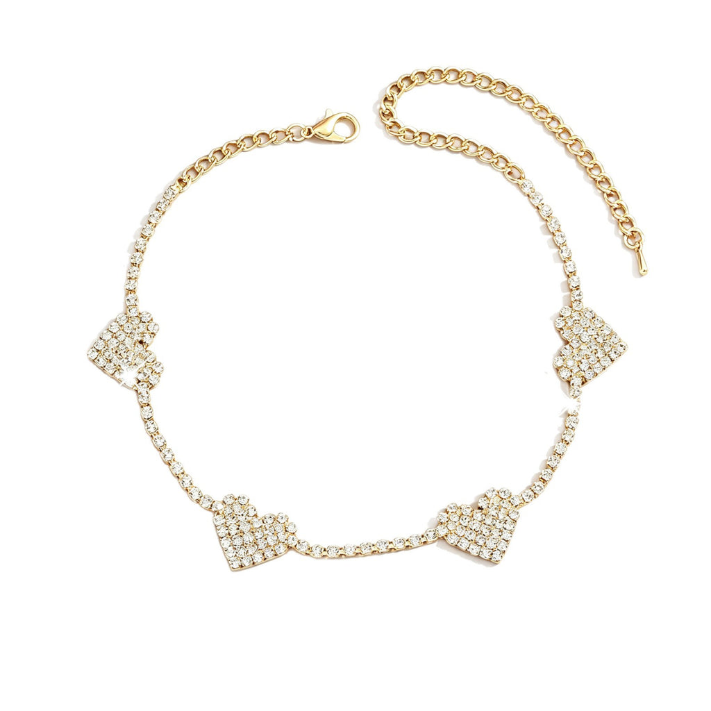 Femmes Quatre coeurs Pavés CZ Collier Choker