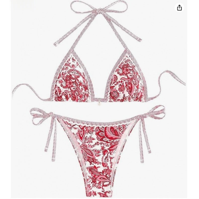 Ensemble de bikini de porcelaine bleu et blanc