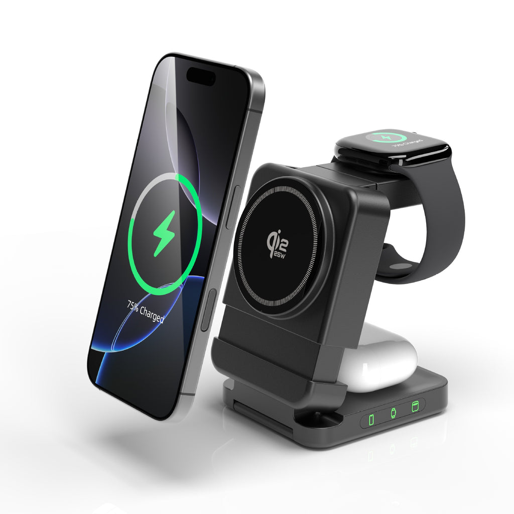 Chargeur sans fil magnétique 3-en-1 25W avec support pliant