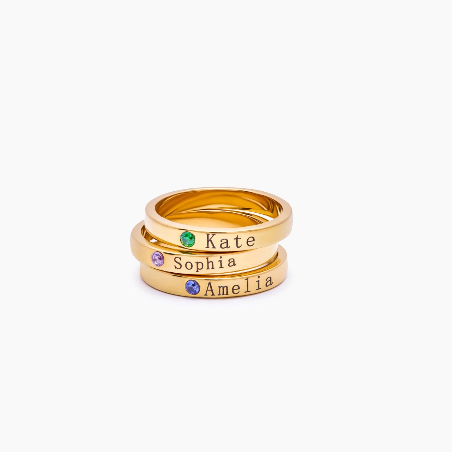 Set de bague en acier inoxydable 18K avec une pierre de naissance