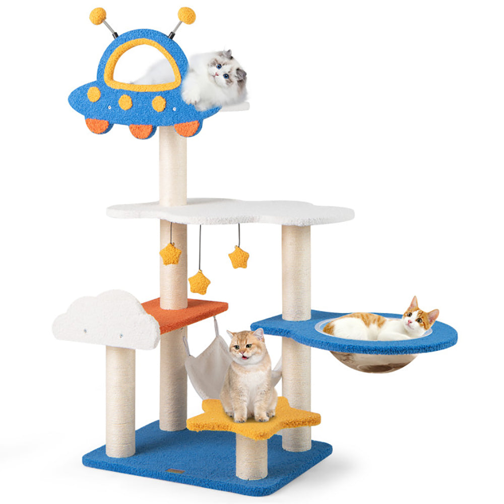 49 Inches Tall Cat Tree avec OVNI Top Perch Space Capsule et Sisal Scratching Posts