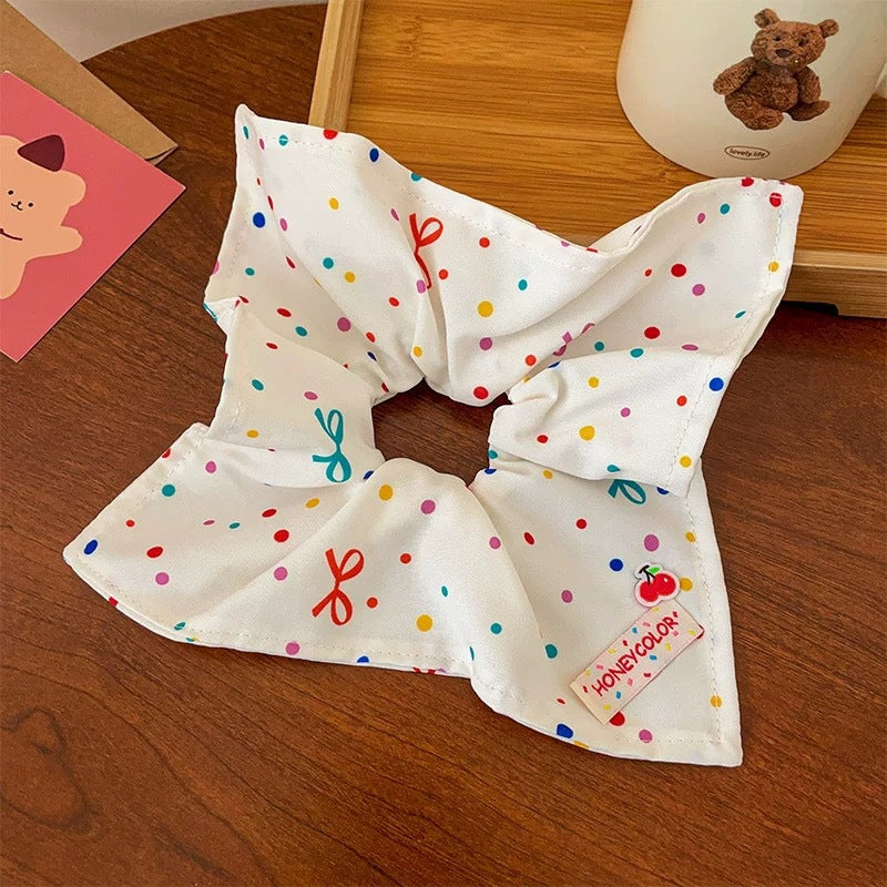 Mignon coloré Polka-dot Floral Carré des cheveux