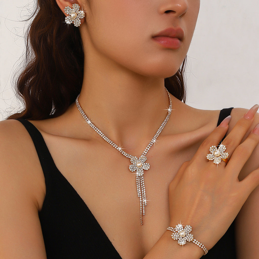 Ensemble de bijoux femme longue fleur Tassel Claw Chain