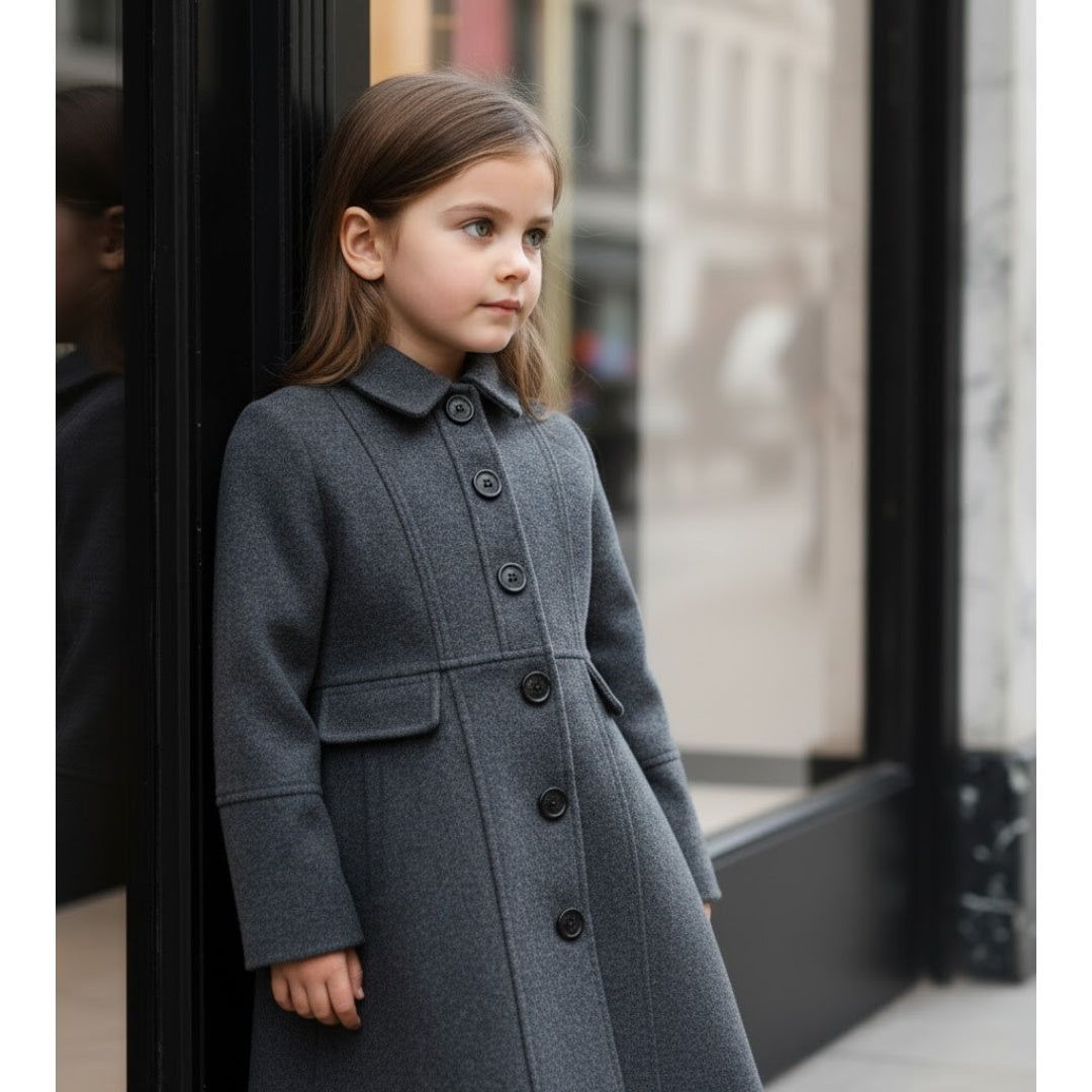 Filles épais chaud long manteau de laine Vintage Hiver manteau Automne 3-9Y