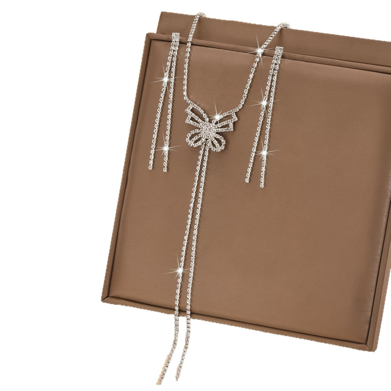 Ensemble de bijoux pour femmes Bow Y-Drop Tassel CZ 2Pcs