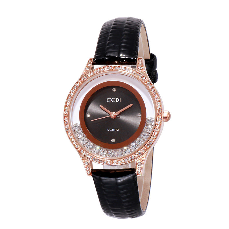 GEDI Ceinture en cuir double-diamant Montre All-Match pour femmes