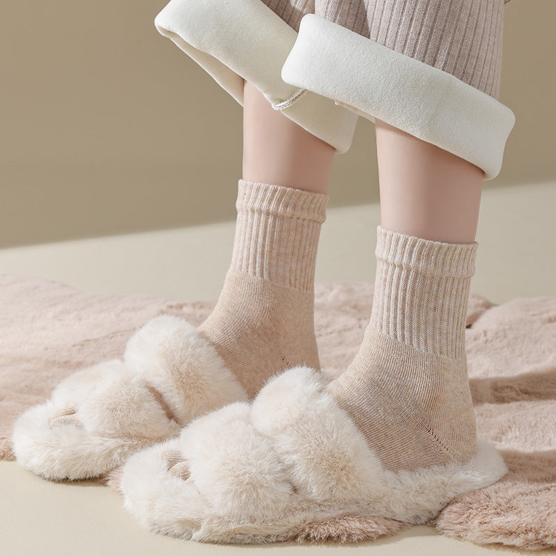 Chaussettes de coton à cinq orteils chaudes et épaisses doublées de molleton