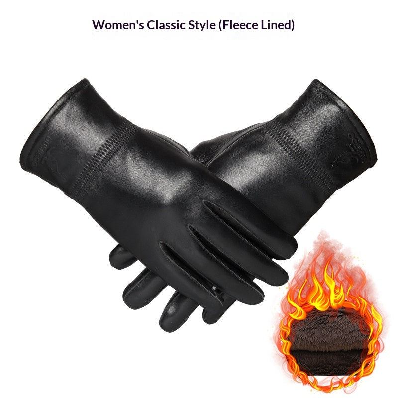 Gants en cuir véritable avec doublure en polaire pour une protection plus chaude et imperméable