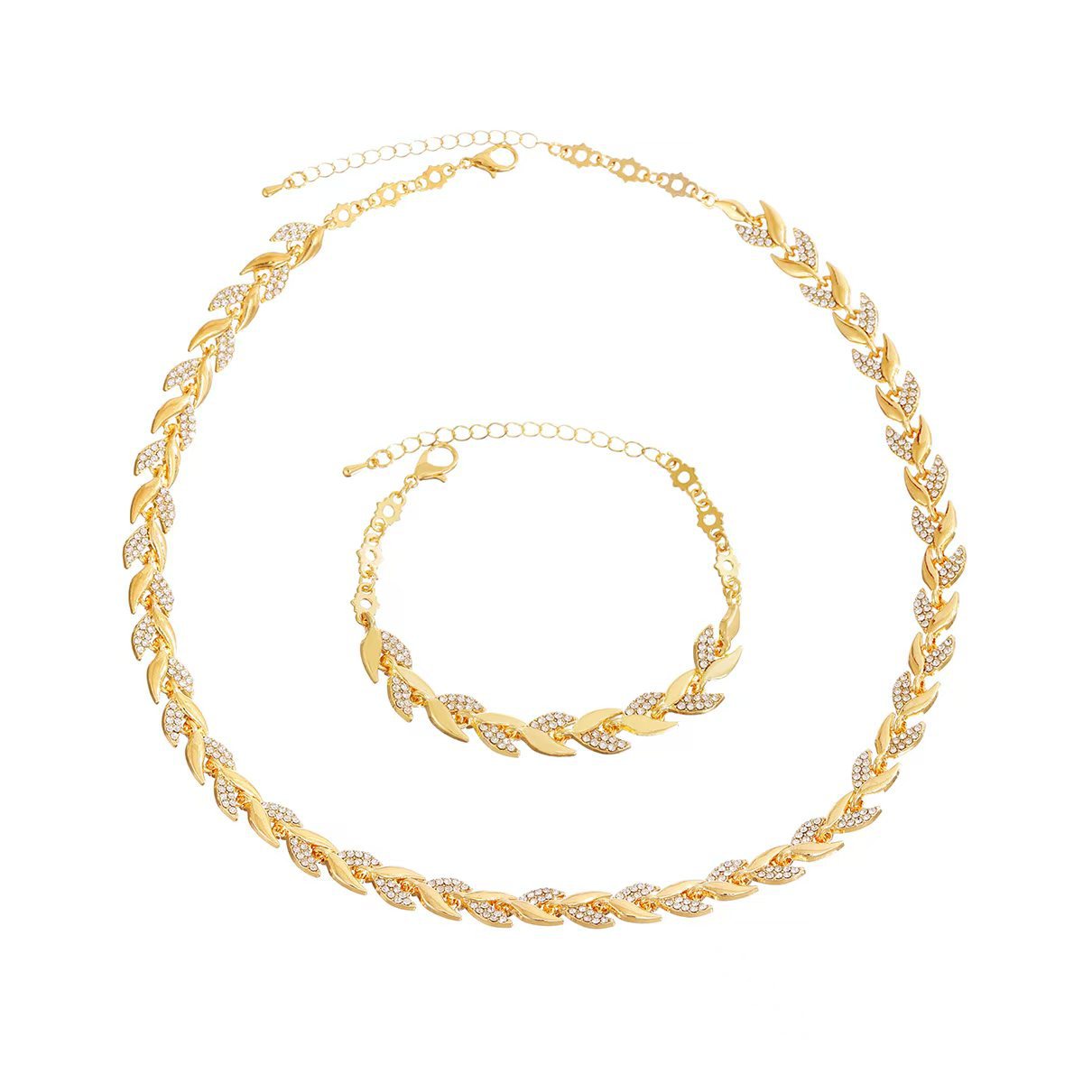 Femme Strass Incrusté de blé Spike Chaîne 2 pièces