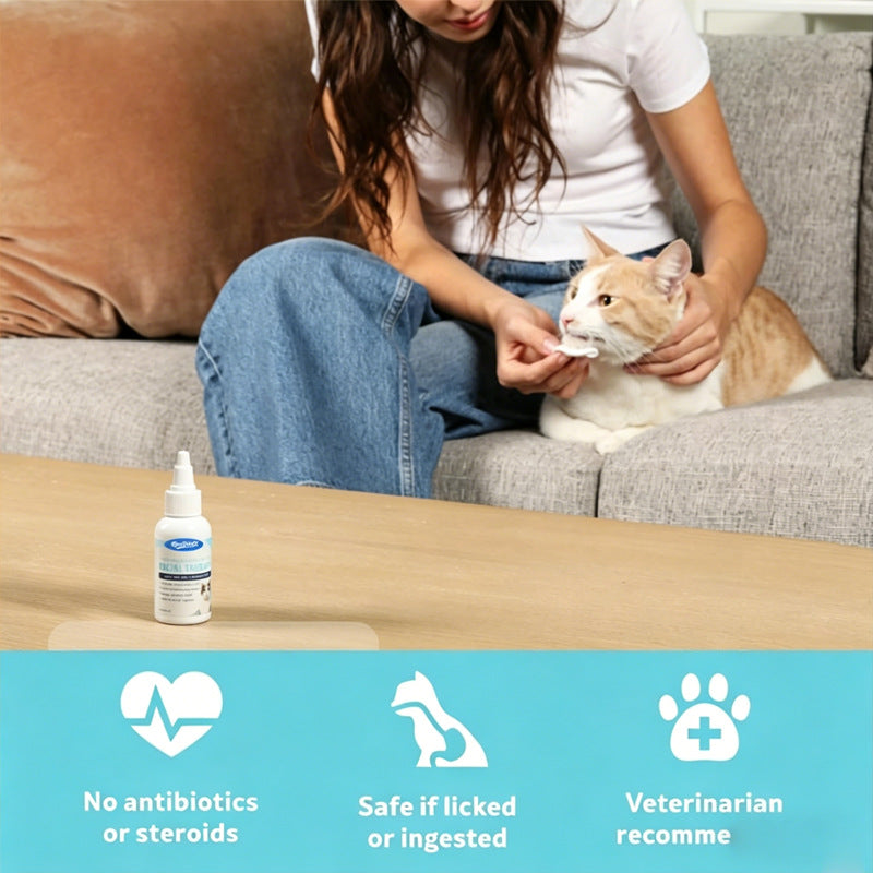 Solution professionnelle de lavage des yeux pour animaux de compagnie