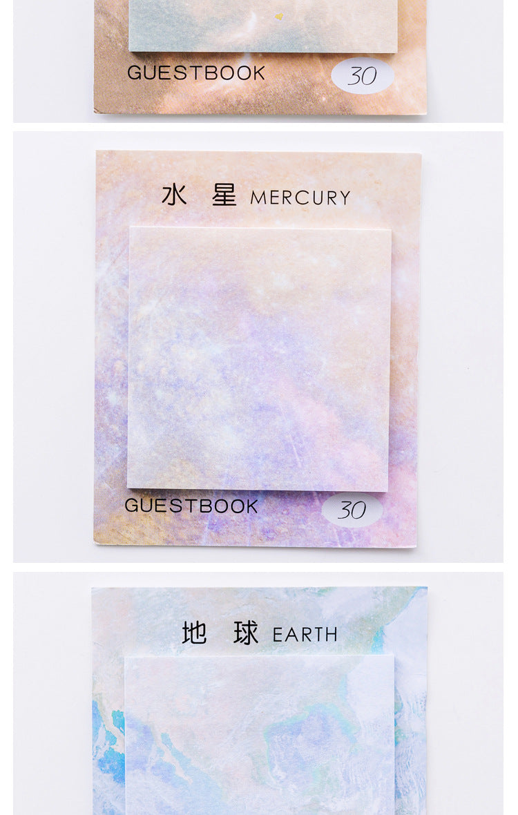 Carré Belle Planète Notes Sticky Tearable Peinture à l'huile Sticky Notepad