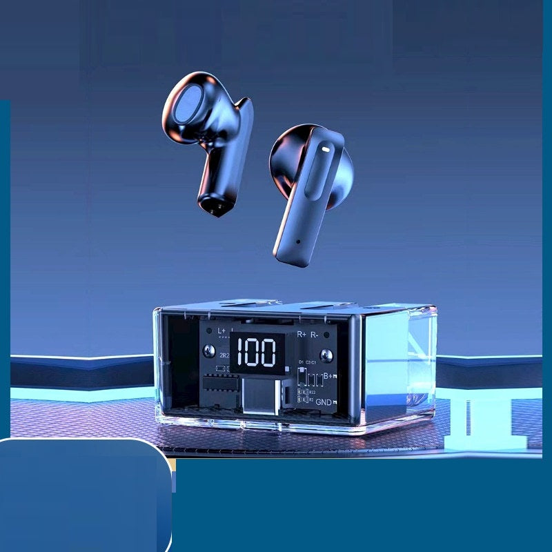 Casque Bluetooth sans fil True sans fil avec boîtier transparent