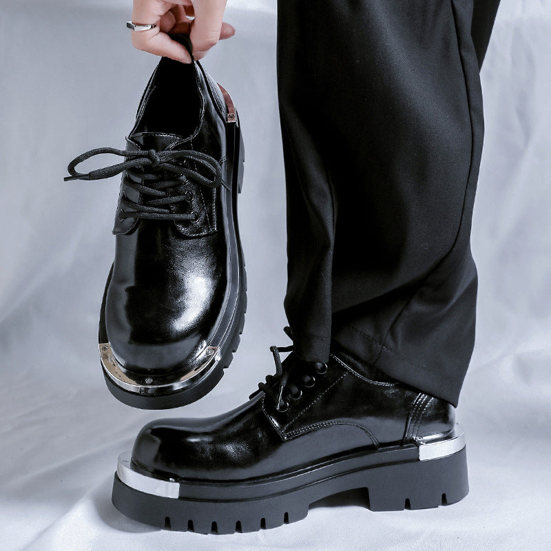 Chaussures en cuir pour hommes à semelle épaisse et mode