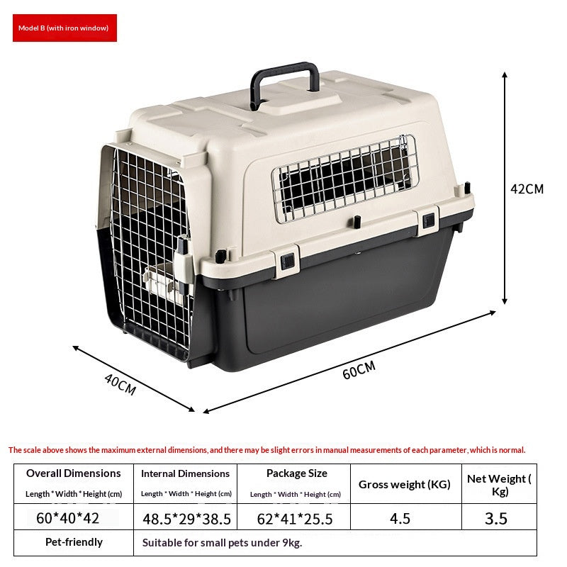 Transporteur d'animaux de compagnie avec roues IATA Airline approuvé Double serrures de sécurité avec porte de fil et Sid