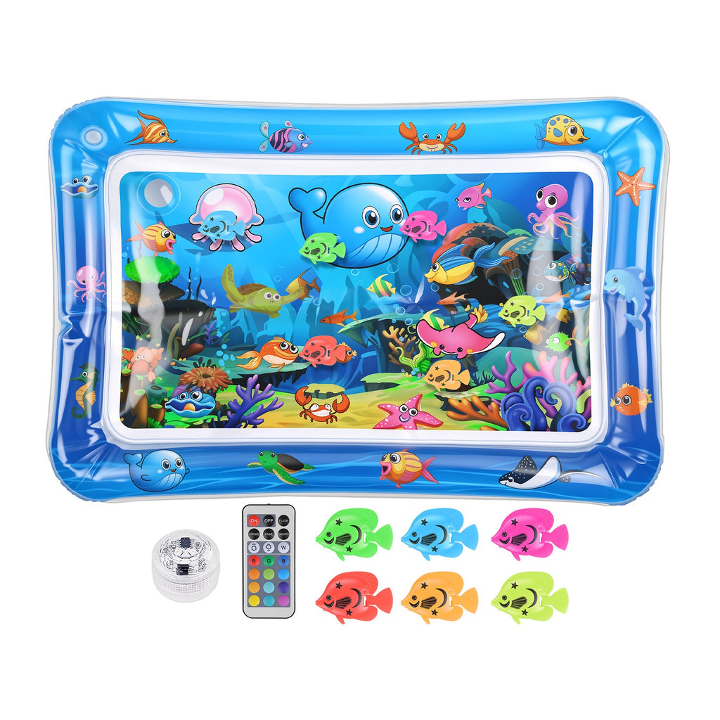 Mat d'eau chat interactif de jeu sensoriel avec des jouets flottants de poisson LED couleur changeant ligh