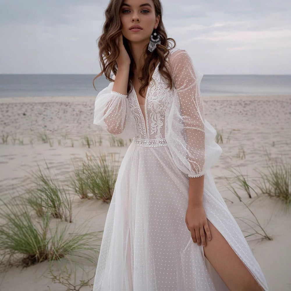 Wish Mesh Split robe de mariée légère pour femmes