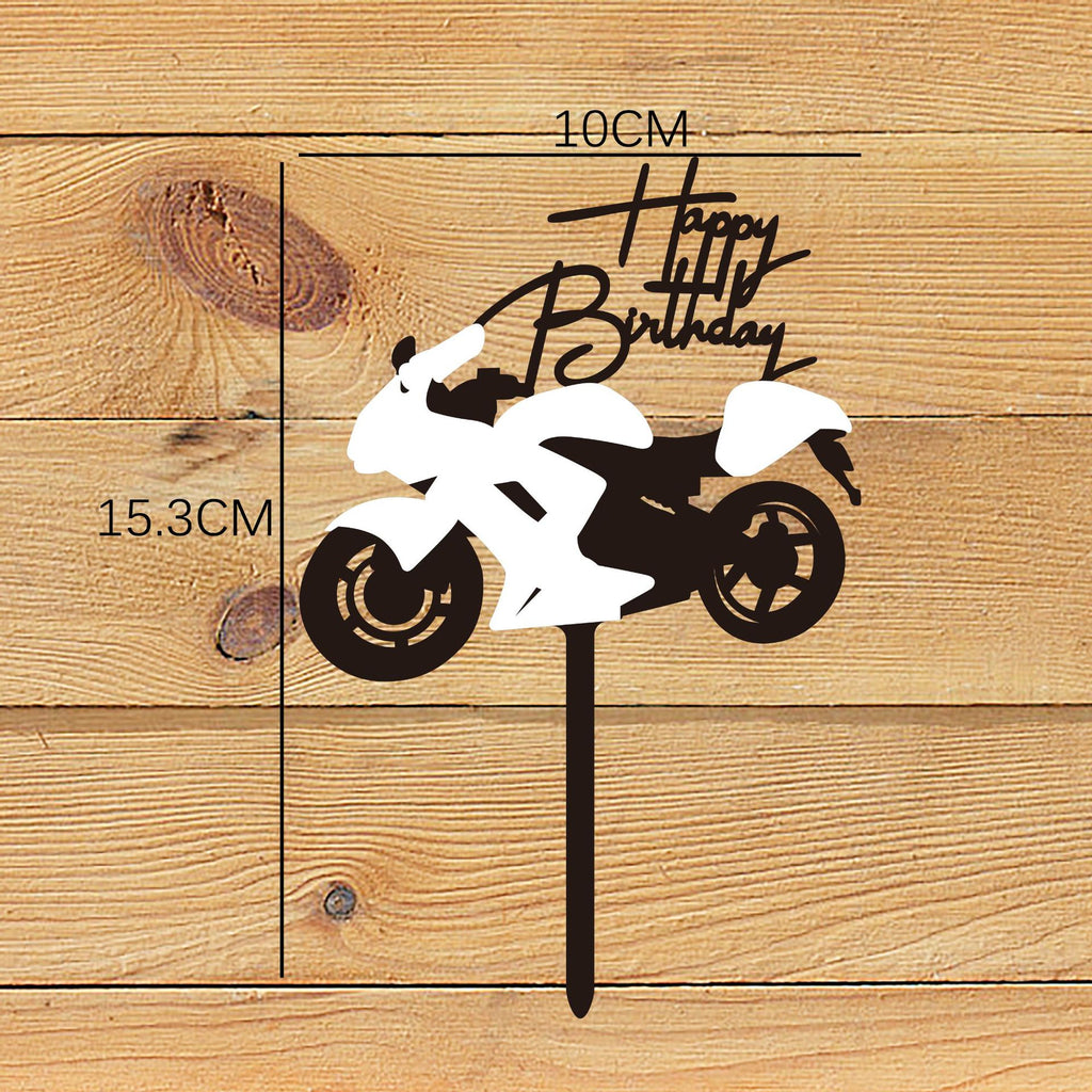 Décoration de fête d'insertion de gâteau anniversaire de voiture de moto