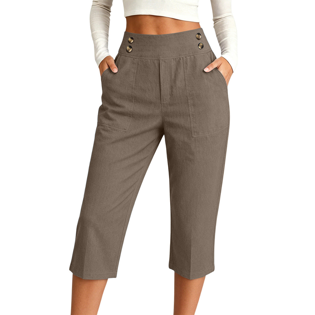 Femmes S Fashionable haute taille pantalons de trois quarts de longueur dans le style européen occasionnel pour Dai