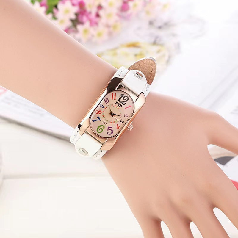 Montre vintage tendance en cuir véritable pour hommes