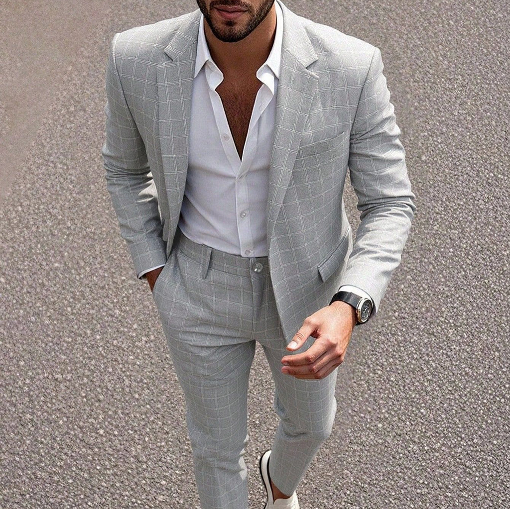 Ensemble de costumes d'affaires légers pour hommes Plaid