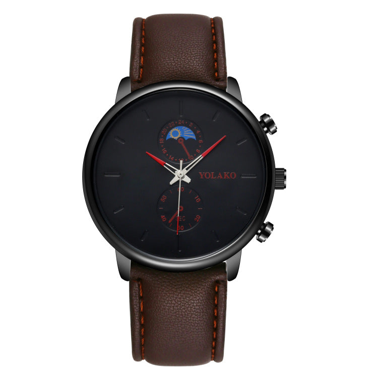 Ceinture en cuir deux yeux Ultra-fin Quartz montre homme