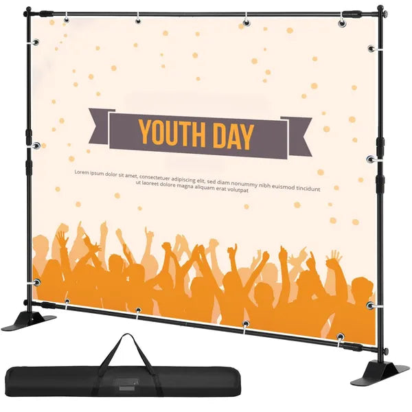 10x8 Ft Support de fond réglable avec sac à main - robuste pour la fête