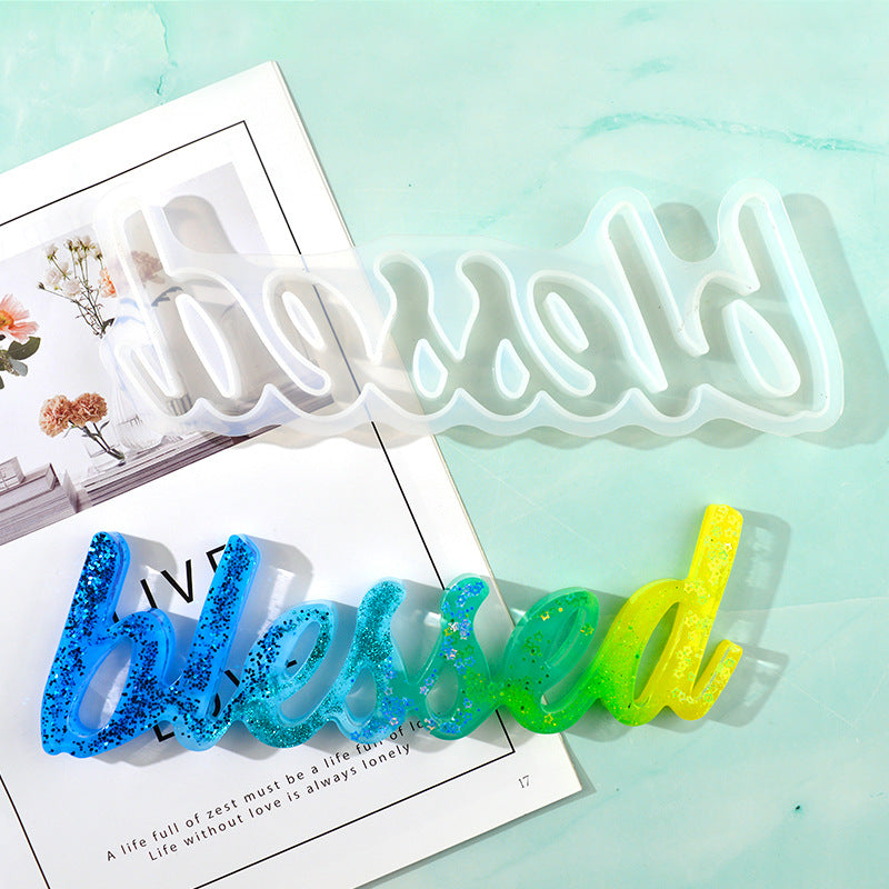 Lettre moule Epoxy moule diy Bijoux Abrasif miroir anglais amour Français mot Silicone moule